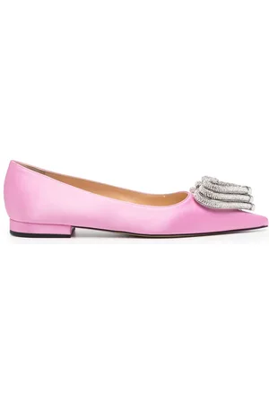 Mach & Mach Triple Heart satin ballerina shoes