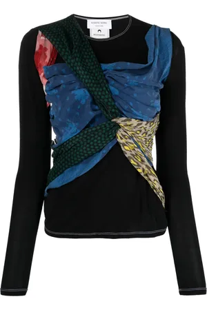 Marine Serre Draped scarf-print jersey top