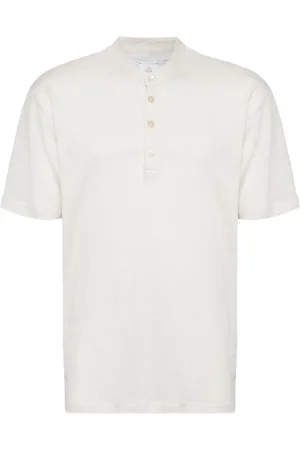 ELEVENTY Buttoned linen-cotton T-shirt