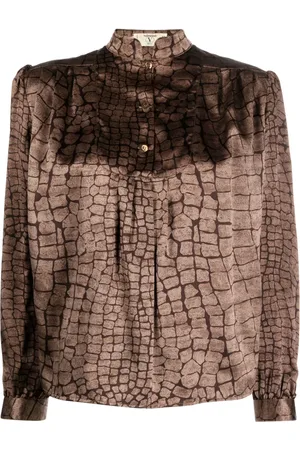 VALENTINO GARAVANI 1980s geometric-print silk blouse