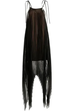 Shanshan Ruan Asymmetric pleated midi dress