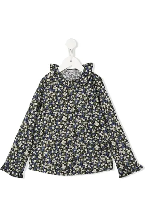 Il gufo Floral-print ruffle-collar shirt