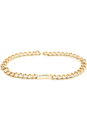 CHANEL 1990-2000s logo-plaque chain belt