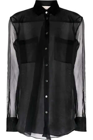 BLANCA Capparis semi-sheer silk shirt