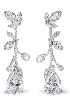 Anabela Chan 18K white gold Citrus Vine diamond earrings