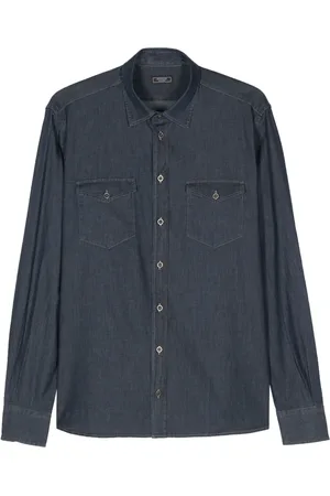 PESERICO SIGN Contrast-stitching denim shirt