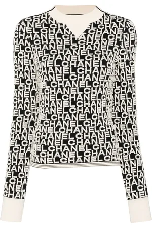 CHANEL 2001 logo-intarsia wool jumper