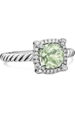David Yurman Sterling Petite Chatelaine prasiolite and diamond ring (7mm)