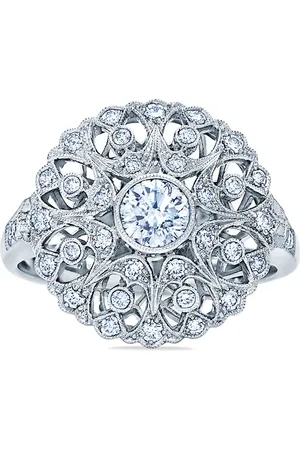 Kwiat 18kt white gold diamond Splendor Filigree Bombe ring