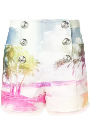 Balmain Printed denim shorts