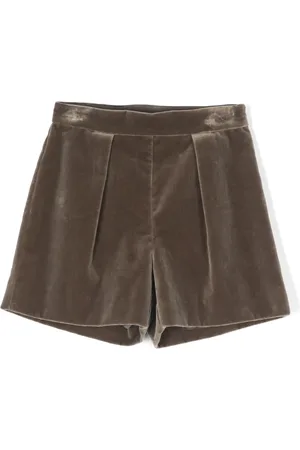 BONPOINT Pleat-detail velvet shorts