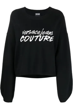 VERSACE Embroidered-logo wide-sleeve jumper