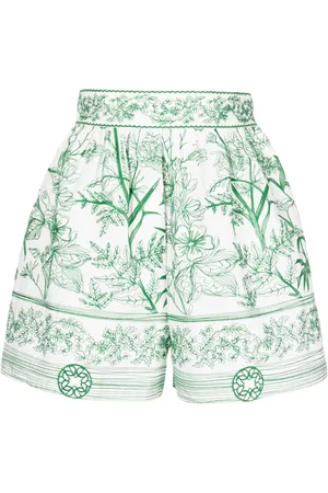 Elie saab Floral-print high-waist shorts