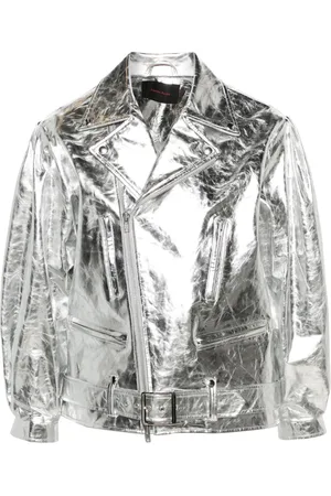 Simone Rocha Metallic-leather biker jacket