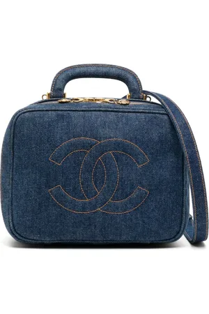 CHANEL 1997 CC stitch denim cosmetic handbag