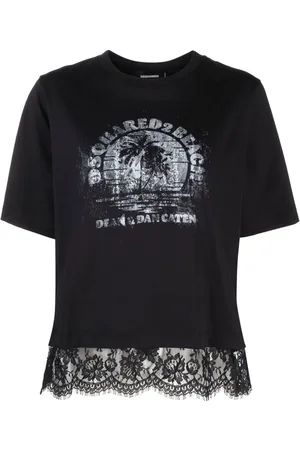 Dsquared2 Lace-trim logo-print T-shirt