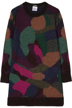 CHANEL 2000s abstract-print knitted jumper