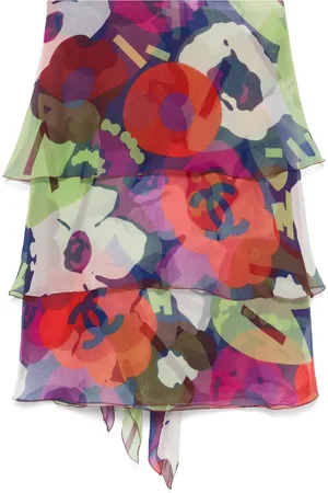 CHANEL 2000s floral-print mini skirt