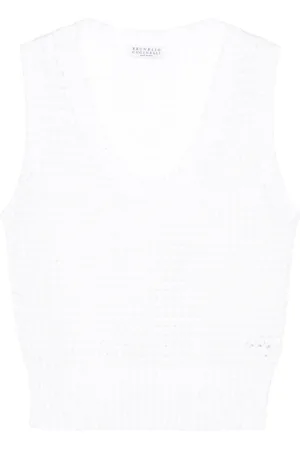 Brunello Cucinelli Sequin-embellished open-knit top