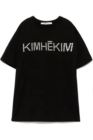 KIMHEKIM Faux pearl embellishment logo T-shirt