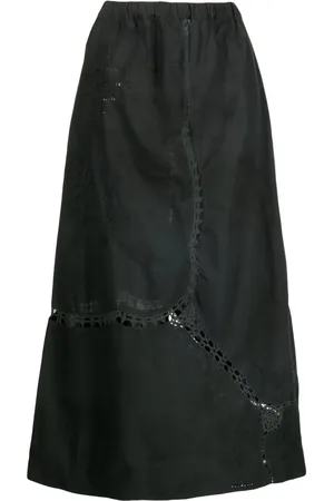 BY WALID Embroidered-detail cotton long skirt