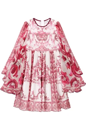 Dolce & Gabbana Majolica print draped chiffon dress
