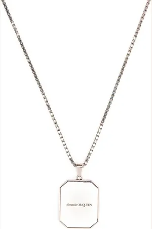 Alexander McQueen Logo-pendant box chain necklace