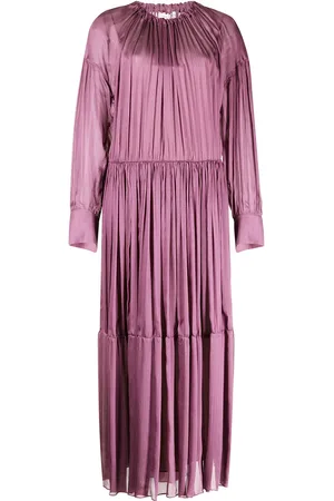 Vince Shirred-neck long-sleeved dress