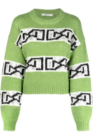 Gestuz Intarsia-knit crew-neck jumper