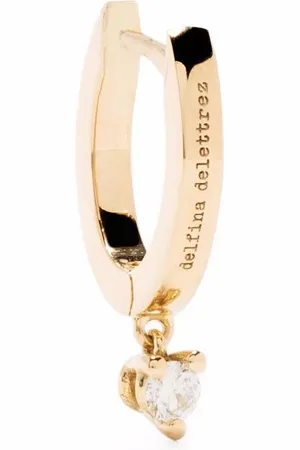 DELFINA DELETTREZ 18kt yellow huggie diamond drop earring
