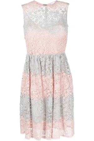 VALENTINO GARAVANI 2000s colour-block lace dress
