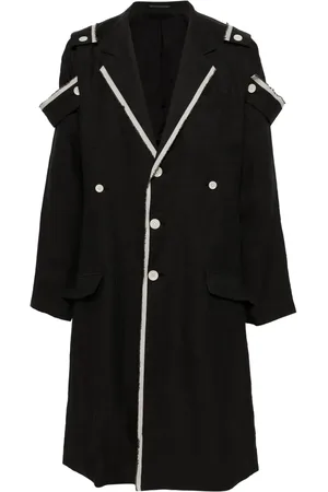 YOHJI YAMAMOTO Contrast-trim ramie coat