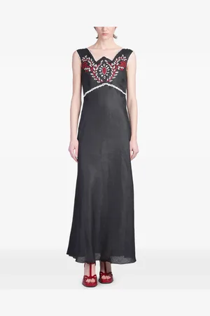 HOLY CAFTAN Embroidery-detail maxi dress