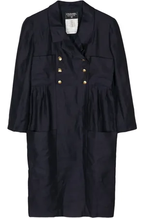 CHANEL 1990s CC logo-buttons double-breasted coat