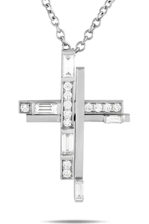 HARRY WINSTON Pre-owned platinum diamond cross-pendant necklace