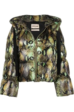 Roberto Cavalli Snakeskin-print padded jacket