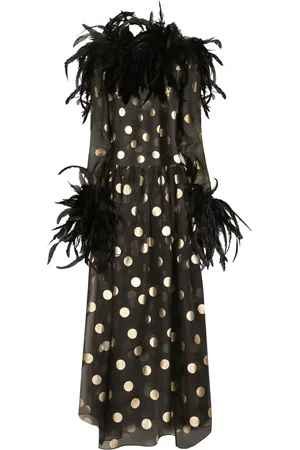Dolce & Gabbana Feather-trim polka-dot dress