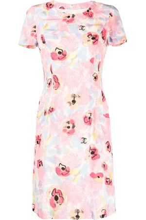 CHANEL 1997 CC floral-print dress