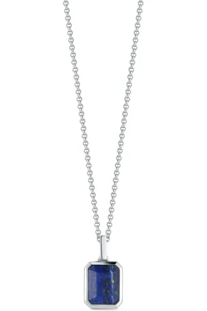 Mateo Sterling emerald cut lapis necklace