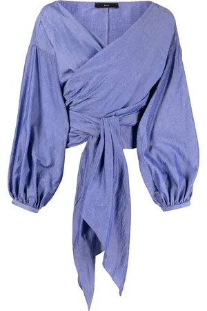 Voz Long-sleeve cropped wrap blouse