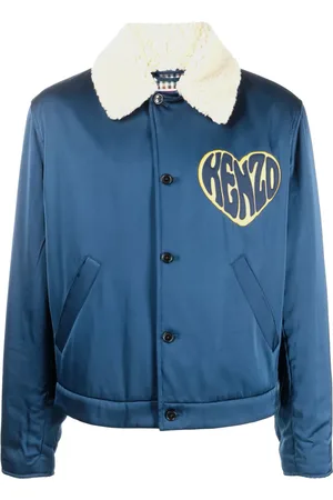 Kenzo Heart-embroidery shearling collar jacket