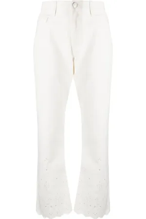 Staud Noemie eyelet-embroidered straight jeans