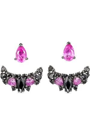 Anabela Chan Rhodium Twinkle sapphire and diamond earrings