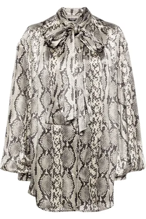 Balmain Snakeskin-print silk blouse