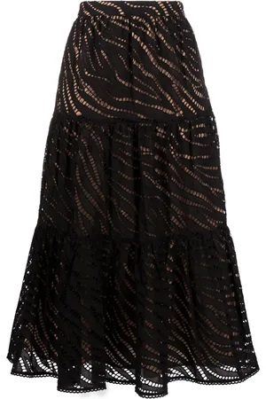 Michael Kors Embroidered tiered midi skirt