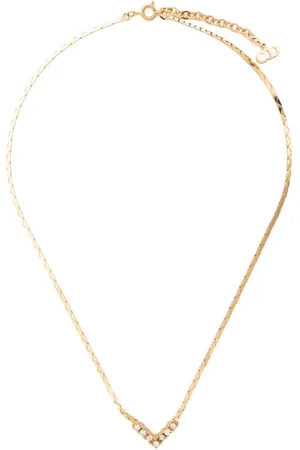 Dior 1990s rhinestone-embellished V-detail necklace