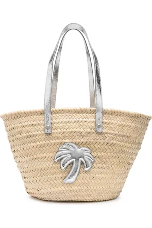 Palm Angels Logo-appliqu?? straw beach bag