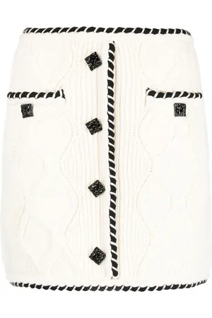 Self-Portrait Cable Knit button-embellished miniskirt