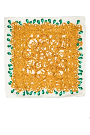CHANEL Logo print jewellery silk scarf