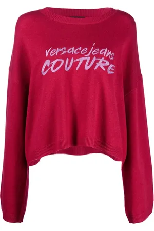 VERSACE Embroidered-logo wide-sleeve jumper